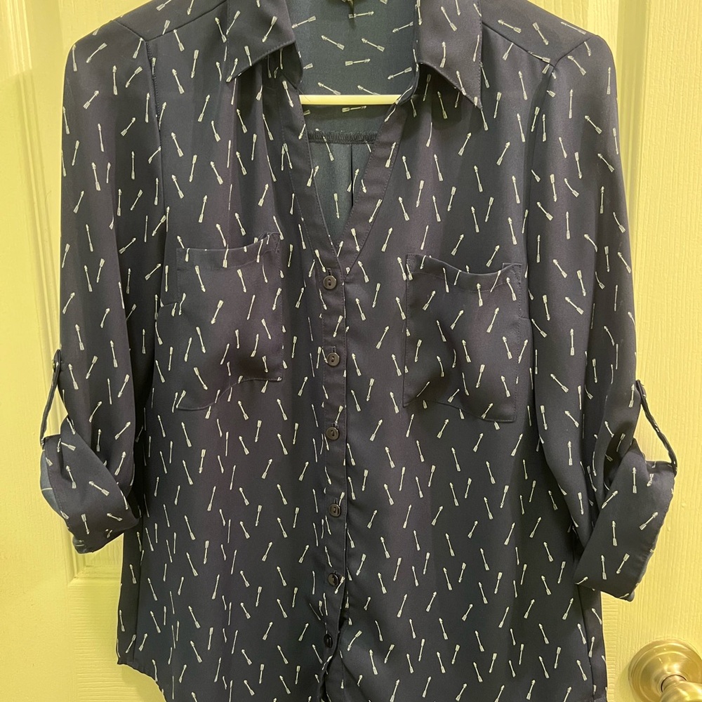 Women's Navy Patterned Shirt